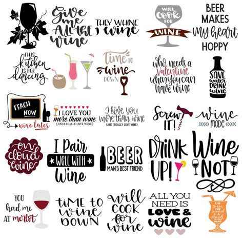 Wine Quotes Svg Bundle Wine Glass Svg File Wine Saying Svg Etsy