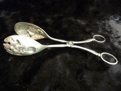 Vintage Epns Sheffield England Silver Plate Salad Fruit Serving Tongs