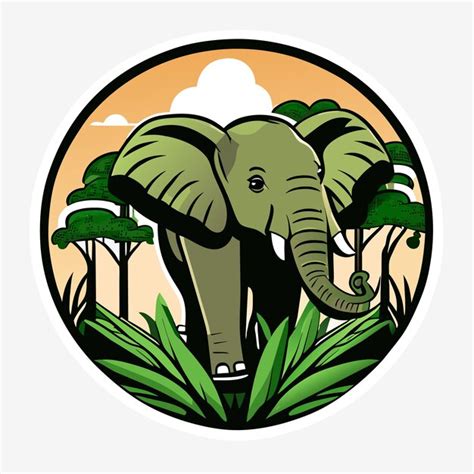 Premium Vector Cartoon African Forest Elephant Sticker Illustration