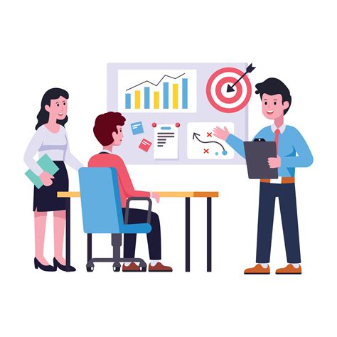 Persons Monitoring Chart With Magnifier Flat Illustration Of Business