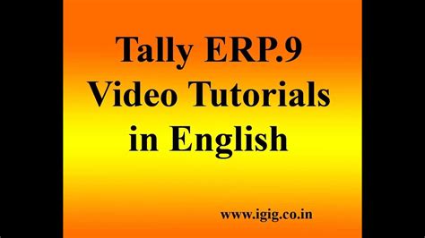 Tally ERP 9 Tutorial English YouTube