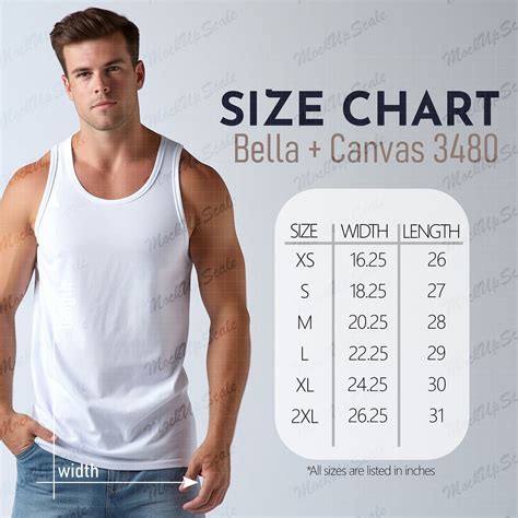 Bella Canvas 3480 Size Chart For Man Bc3480 Size Chart Mans Tank Top Size Chart Bc3480 Male