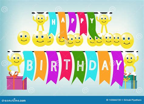 Happy Birthday Vector Design with Smile Face Stock Vector ...