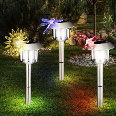 Solaire LED Extérieur Pointe Lampes Variateur de Couleur Jardin Route