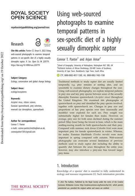 Pdf Using Web Sourced Photographs To Examine Temporal Patterns In Sex Specific Diet Of A