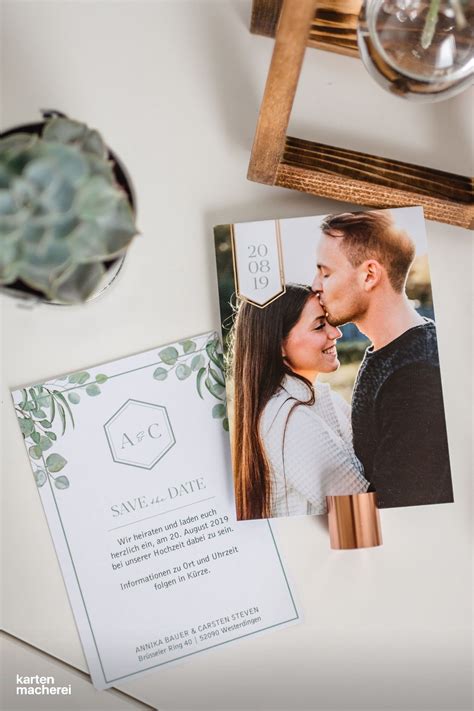 Save The Date Karte Eucalyptus Premium Hochzeitseinladung