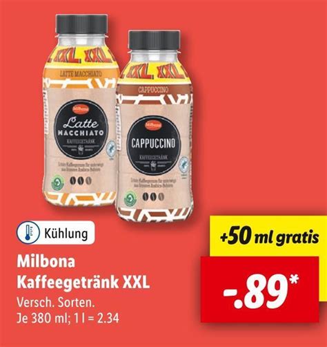 Milbona kaffeegetränk xxl Angebot bei Lidl