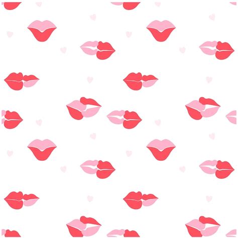 Premium Vector Vector Seamless Pattern In Flat Style With Lips Kisses