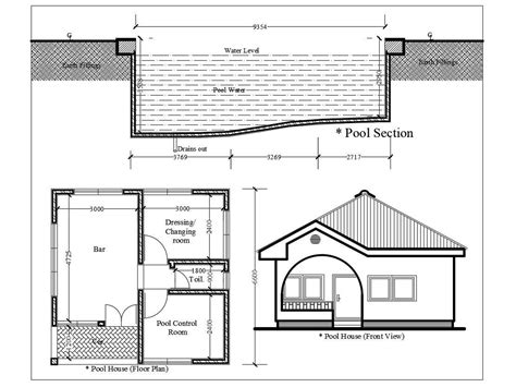 Pool House Elevation And Floor Plan Dwg Autocad File Cadbull