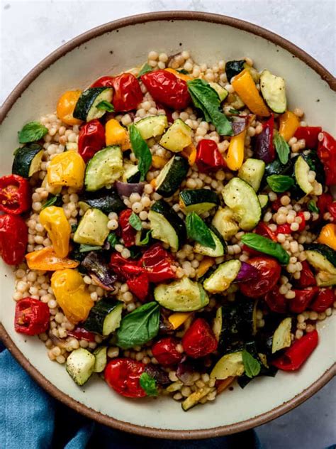 Warm Israeli Couscous Salad With Roasted Vegetables