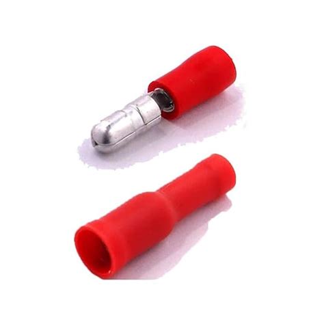 100 X Cosse Electrique Cylindriques Rouge 50x Male Et 50x Femelles