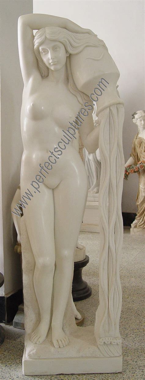 Outdoor Garden Decorative Nude Woman Pouring Water Statue Marble Stone Sculpture SY X1398