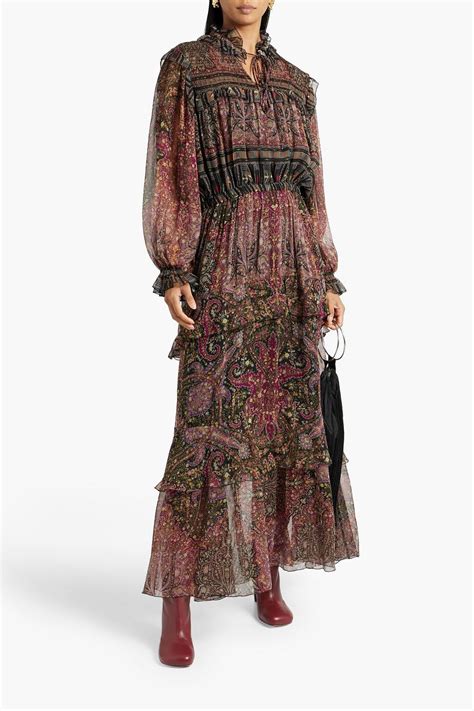 Etro Ruffled Paisley Print Silk Chiffon Maxi Dress The Outnet