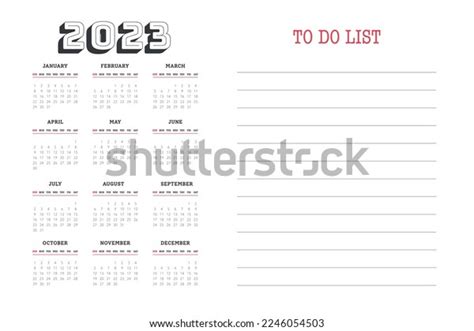 Calendar Template 2023 Week Start On Stock Vector (Royalty Free) 2246054503 | Shutterstock