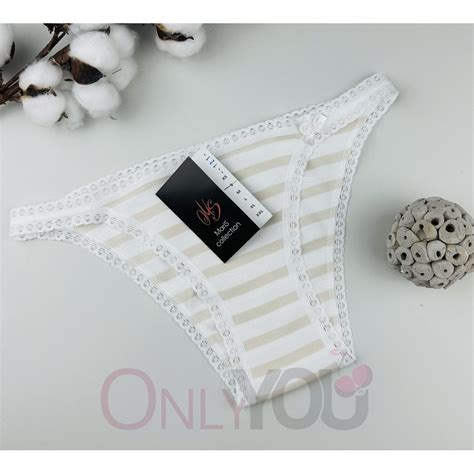 Памучни бикини лента Maris m Nude Stripe бикини марис дамски бикини памук