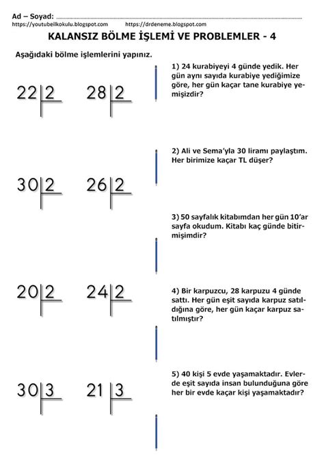 Sinif Kalansiz B Lme Lemler Ve Problemler