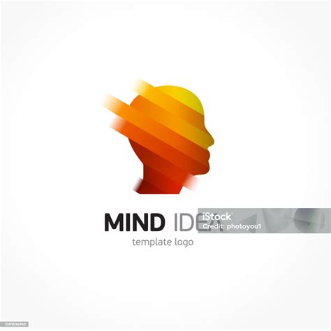 Mind Logo Stripes And Face Orange Color Stock Illustration - Download Image Now - Abstract ...