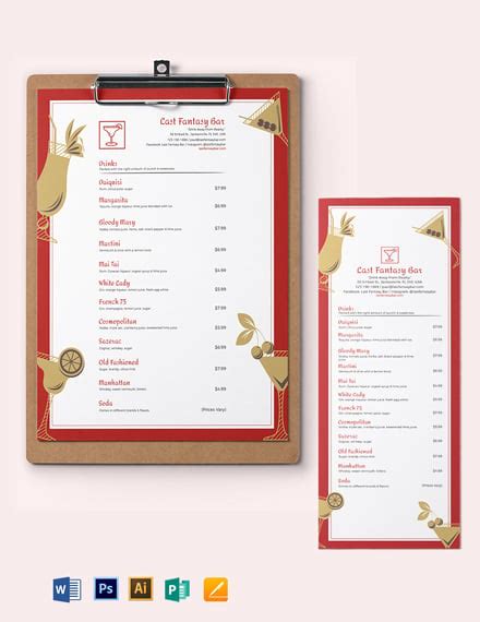 37 Cocktail Menu Templates Free Sample Example Format Download