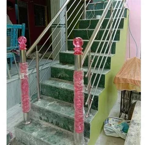 Silver Stairs Stainless Steel Staircase Railing For Home At Rs