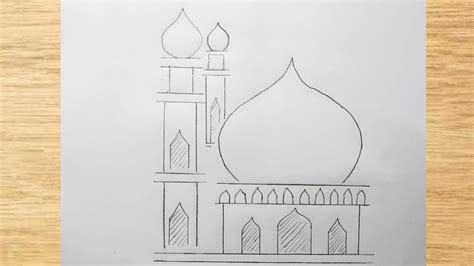 How To Draw Mosque Step By Step Pencil Mosque Drawing Easy Mosque