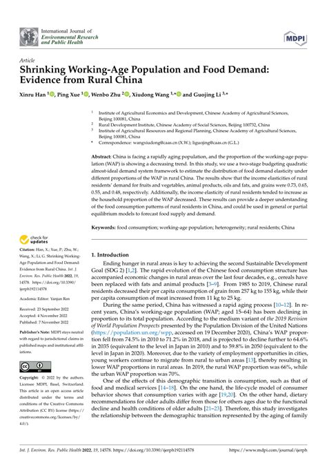 Pdf Shrinking Working Age Population And Food Demand Evidence From