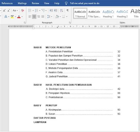 Cara Membuat Daftar Isi Untuk Skripsi Otomatis Di Ms Word Media Pembelajaran