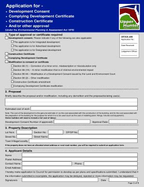 Fillable Online Upperhunter Nsw Gov Development Consent Complying