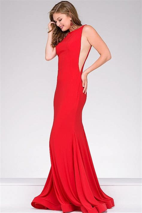 Red Fitted Open Back Jersey Dress 47100 Jovani Red Prom Dress Prom