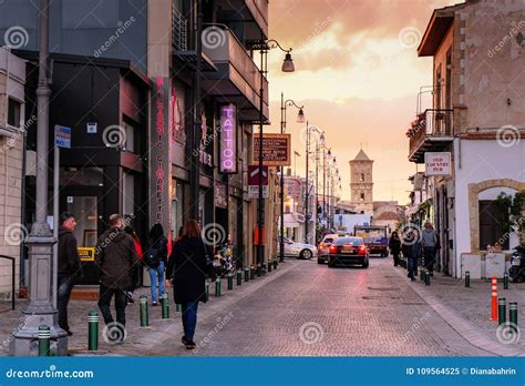 Larnaca City Center In Sunset Light Editorial Image Image Of