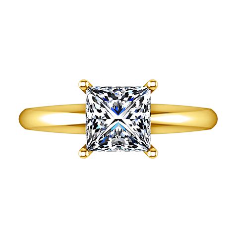 Solitaire Diamond Princess Cut Engagement Ring Cindy 14k Yellow Gold Frostnyc