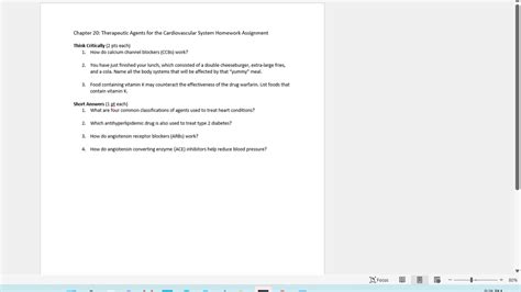 Solved Chapter 20: Therapeutic Agents for the Cardiovascular | Chegg.com 