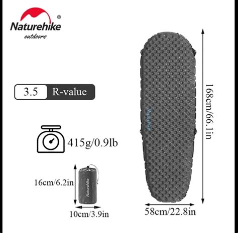 Надувний килимок Naturehike R Value: 3,5 розмір 168 х 58 см,: 3 400 грн ...