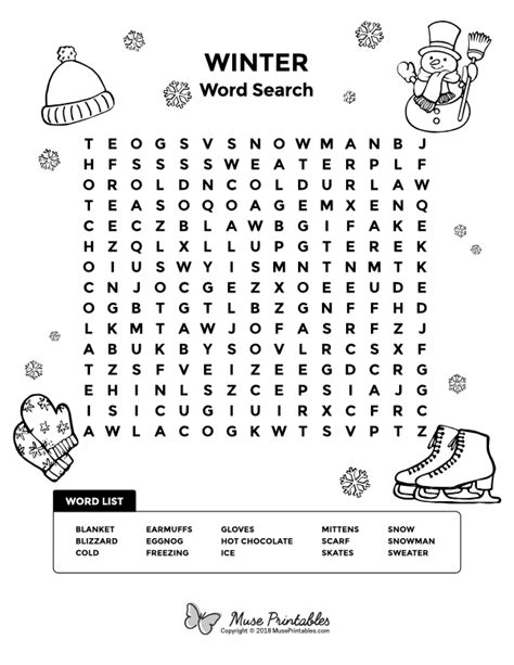 Printable Winter Word Search