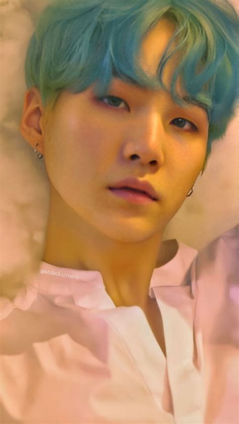 Min Yoongi Suga Cabello Azul Pelo Azul Retrato De Hombres Suga