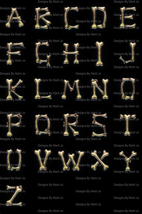 Bone Shaped Letters Digital Clipart Printable Bone Alphabet Etsy