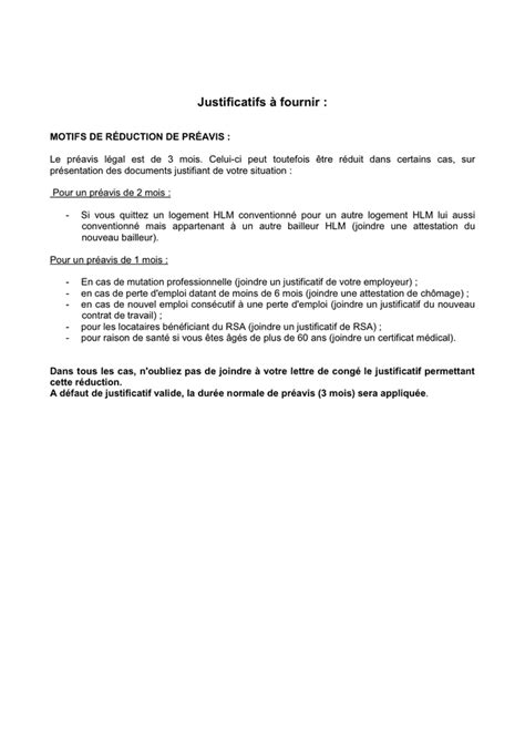 Model De Lettre De Cong Avec R Duction De Pr Avis France Doc Pdf