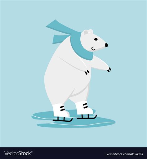 Polar bear ice skating training funny cartoon Vector Image