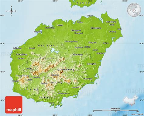 Physical Map Of Hainan