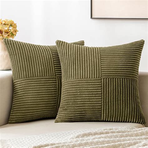 Amazon Miulee Olive Green Corduroy Pillow Covers Pack Of Boho