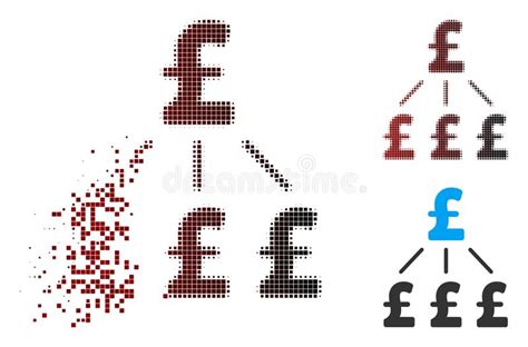 Dissolved Pixel Halftone Pound Financial Structure Icon Stock Vector