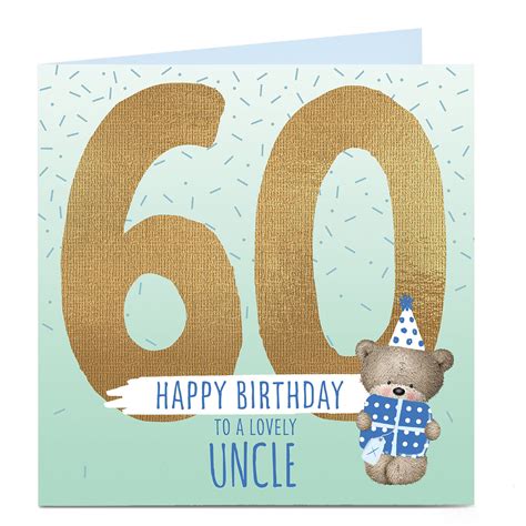 Buy Personalised 60th Birthday Card Blue Hugs Uncle For Gbp 3 29