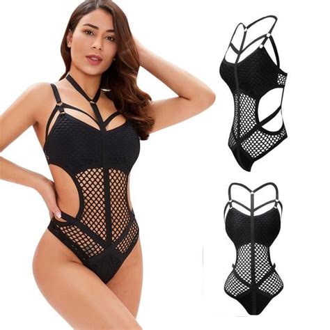 Femme Maillot de Bain Une Pièce Col Bas Sexy Réglable Halter Cutout Monokini Bikini Femme 1
