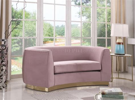 Julian Sofa In Pink Velvet Fabric By Meridian W Options