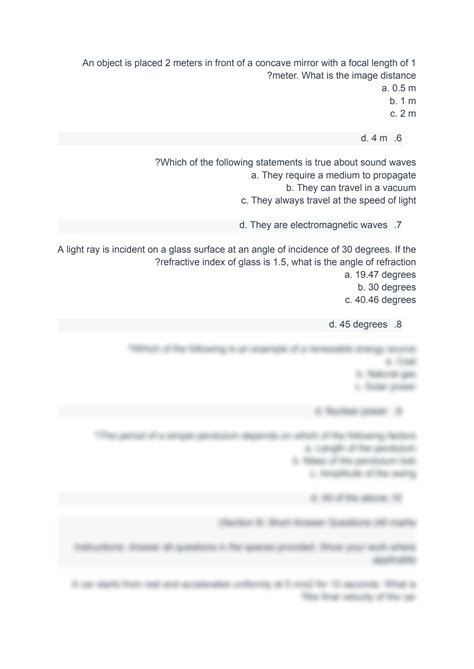 SOLUTION: High school physics exam - Studypool