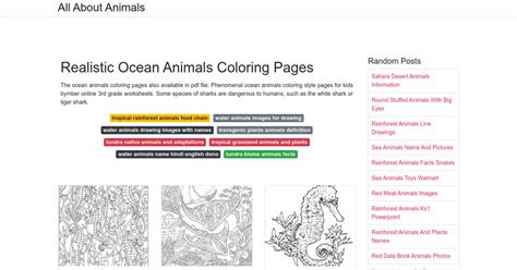 Realistic Ocean Animals Coloring Pages