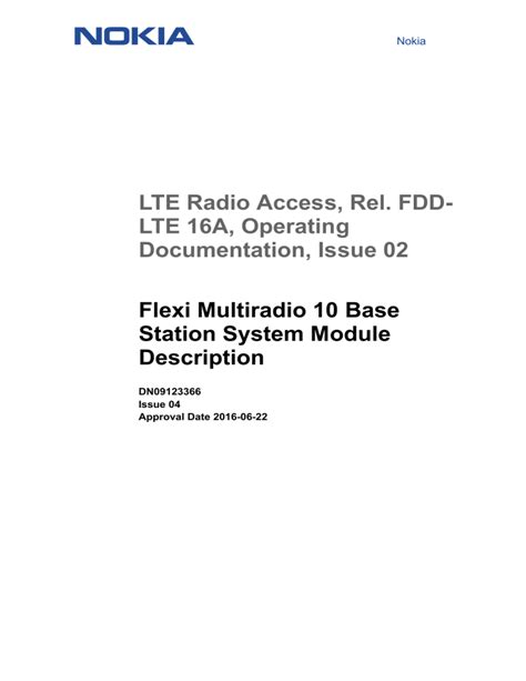 Nokia Flexi Multiradio Base Station System Module Description Pr