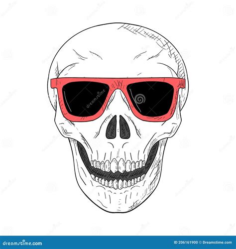 Skull With Sunglasses Vector Illustration Isolated Object On White