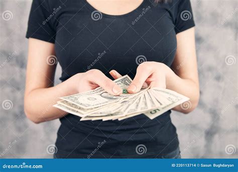 Girl Holding Big Money In Her Hands Stock Photo Image Of Smile