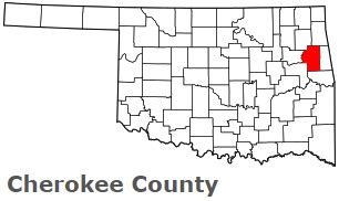 Cherokee County on the map of Oklahoma 2024. Cities, roads, borders and ...