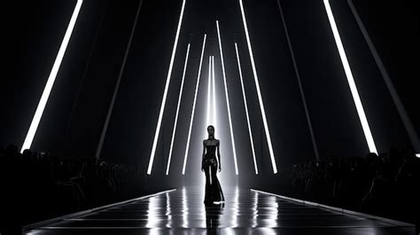 Premium Photo | A photo of a highend fashion runway dramatic runway lights